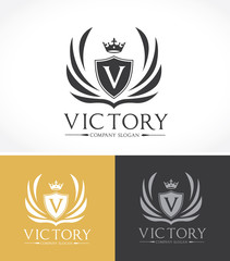 Victory logo,crest logo,v letter logo,Victorian logo,Vector logo template