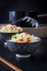 Asian noodles on slate
