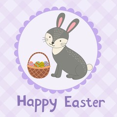 Happy Easter greeting card with a cute rabbit.