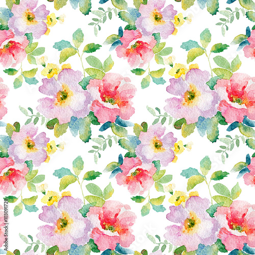 Watercolor Seamless Pattern With Simple Colorful Flowers Spring And Summer Motifs Can Be Used Watercolor Seamless Pattern With Simple Colorful Flowers Spring And Summer Motifs Can Be Used