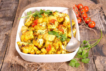 baked vegetable with cauliflower and cream