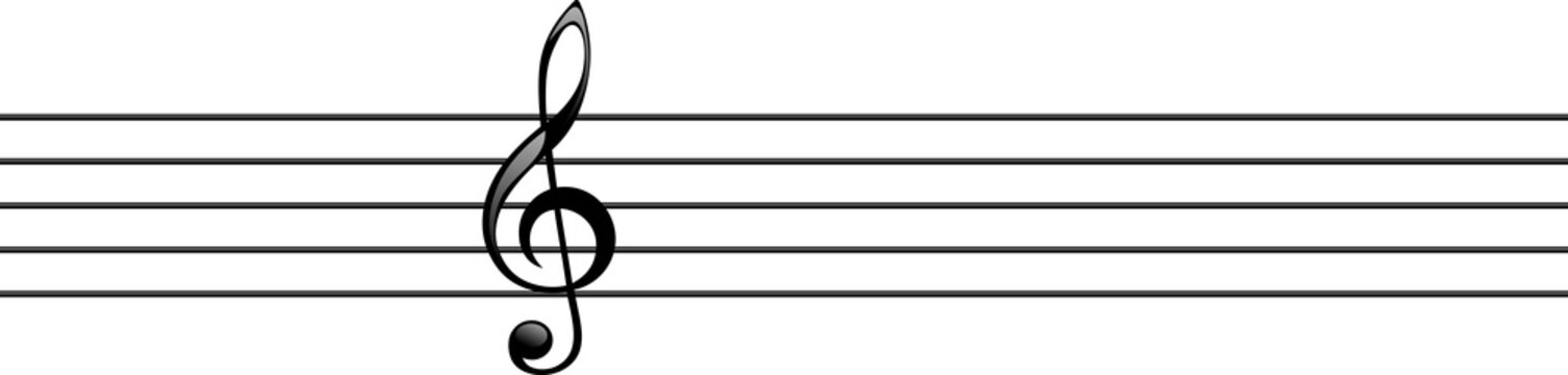 Treble clef on the stave