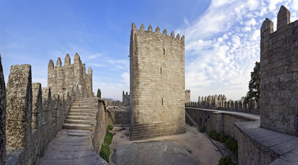 Fototapeta na wymiar Guimaraes, Portugal - October, 2015: Guimaraes Castle interior, the most famous castle in Portugal as it was the birth place of the first Portuguese King and Portugal. Unesco World Heritage Site.