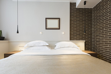 Modern bedroom interior in the morning