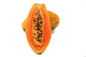 Fresh papaya isolated on white background