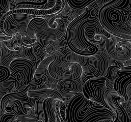 Obraz premium Beautiful abstract wavy seamless pattern with white curling lines. You can use any color of background