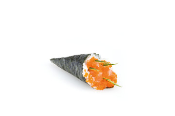 Temaki, Sushi, auf weißem Hintergrund, Foodfotografie © brand49