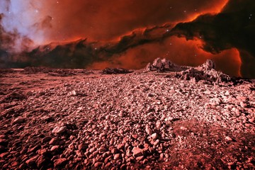 Alien landscape and Eagle Nebula (Elements of this image furnish