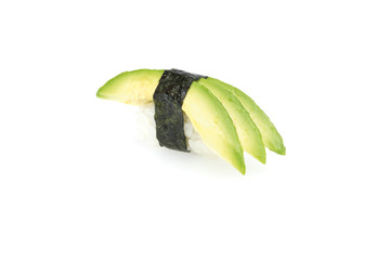 Avocado, Nigiri, sushi, auf weißem Hintergrund, Foodfotografie