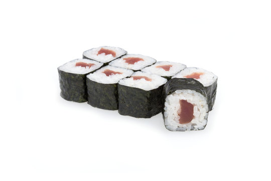 Tekka Maki, Sushi, auf wei&szlig;em Hintergrund, Foodfotografie