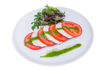 Fresh salad with tomatoes, mozzarella, isolated