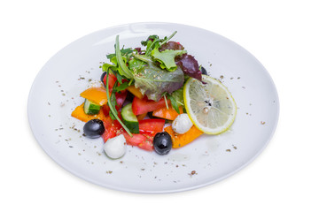Fresh Greek salad, isolated with clipping path