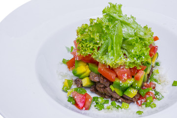 Salad with veal and avocado