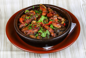 Hot pot with meat and vegetables