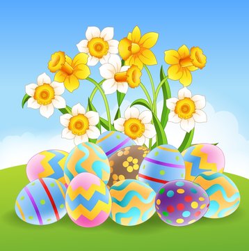 Illustration of colourful Easter eggs