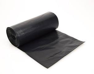 Black garbage bag on a roll