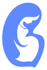 Pregnant woman, stylized vector symbol