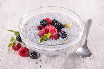 chia pudding and berry fruit