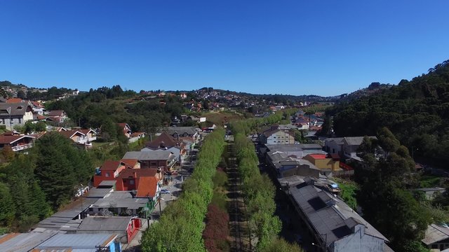 Aerial view of the main avenue of Campos do Jordao - São Paulo - Brazil.