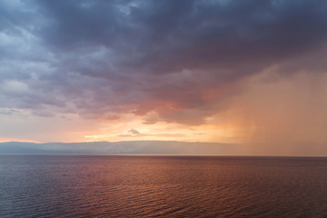 Rain storms are happening at sea