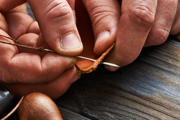 Man working with leather