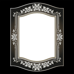 Vector vintage border frame logo engraving with retro ornament pattern in antique rococo style decorative design