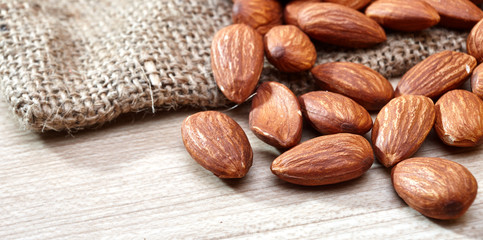 Seeds, almonds, sack.