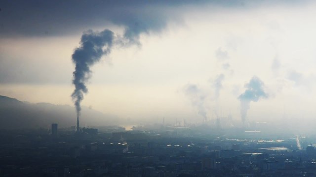 Heavy industry smog in Linz Upper Austria Europe