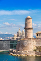Fototapeta premium Saint Jean Castle and Cathedral de la Major in Marseille