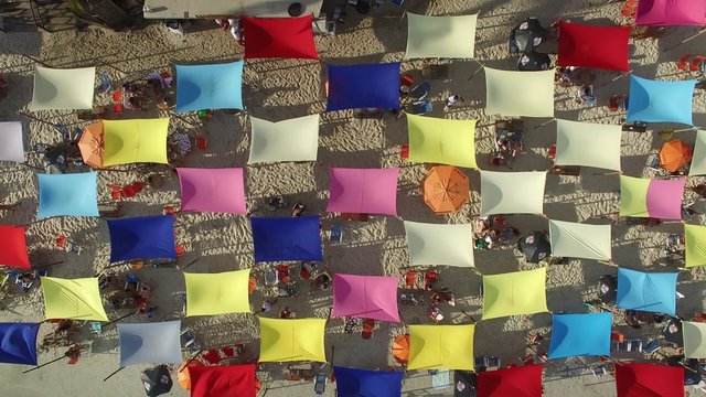 Colorful Umbrellas in Famous Beach in Brazil