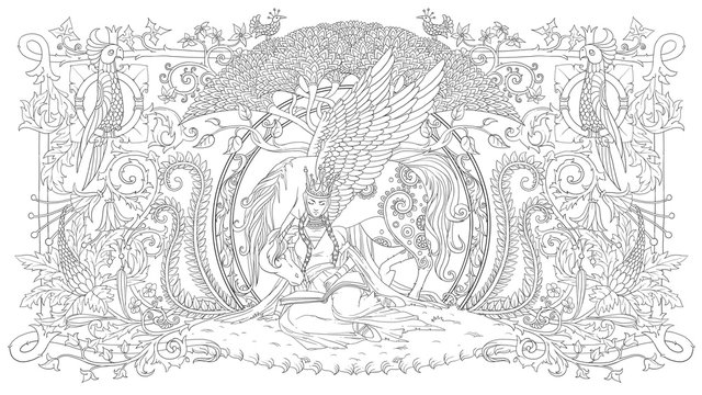 Woman with unicorn