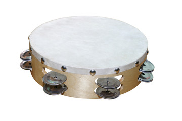 wooden tambourine isolated on white