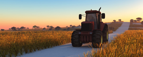 illustration of a tractor circulating © juanjo