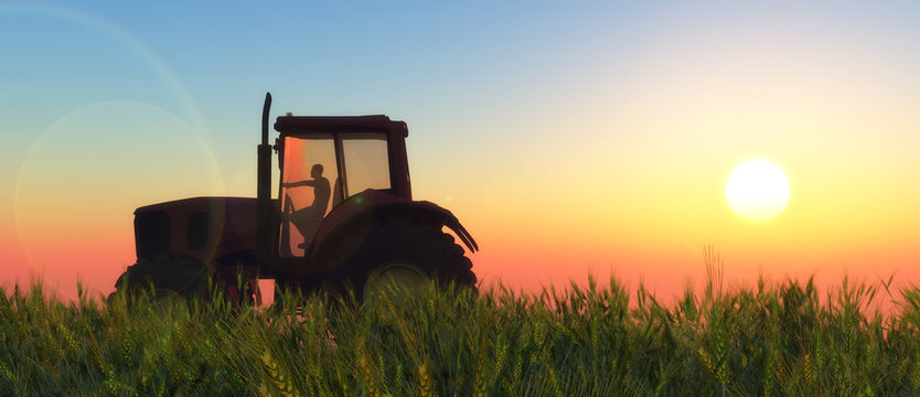 Fototapeta illustration of a tractor circulating