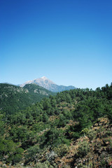 View on Tahtali Dagi mountain. Lycian Way. Aged.