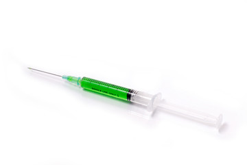 syringe and color liquid inside