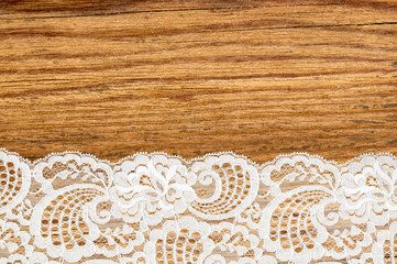 Wood texture with white lace close-up background