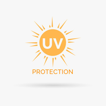 UV sun protection icon design. UV sun protection symbol design. UV SPF sun protection sign. Vector illustration.