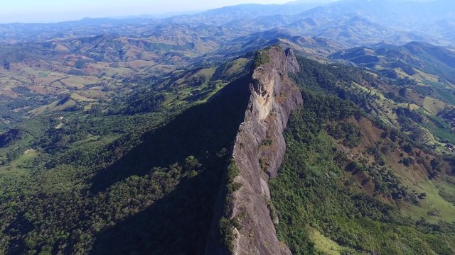 Aerial view 'Pedra do Bau' and the 'Pedra do Bau' complex are rock formations in the Mantiqueira Mountains. They are located in the municipality of Sao Bento do Sapucai, Sao Paulo - Brazil. 