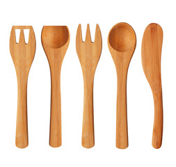 Isolated Wooden Kitchen Utensils