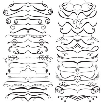 Vector set of calligraphic elements for design. Decorative Swirls, Scrolls, Dividers. Vintage Vector Illustration.