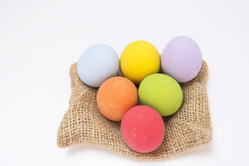 Multi-colored preserved egg sacks on