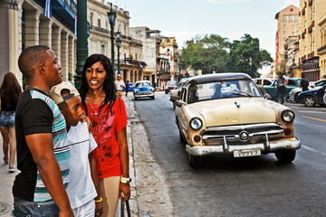 Cuba, Habana, Cuban Family near Parque Central