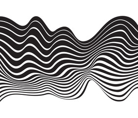 black and white mobious wave stripe optical art design