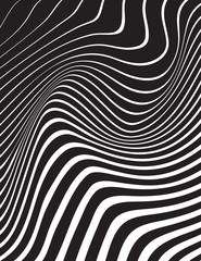 black and white mobious wave stripe optical art design