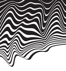 black and white mobious wave stripe optical art design