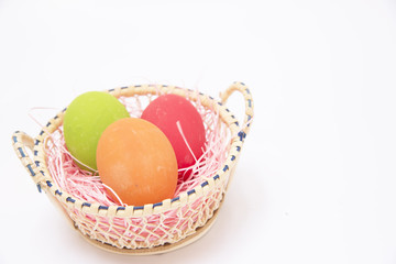 Three preserved egg in the basket.