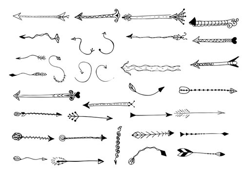 Designer's toolkit set. Ornamental vintage arrows for the page d