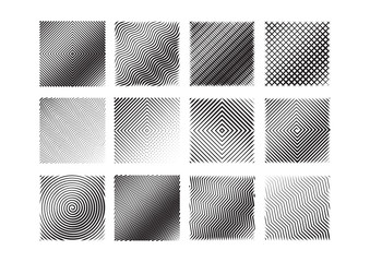 12 black and white stripe patterns set.
