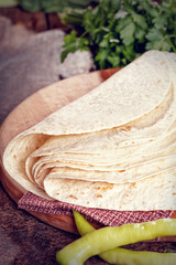 Stack of Homemade Mexican Tortillas